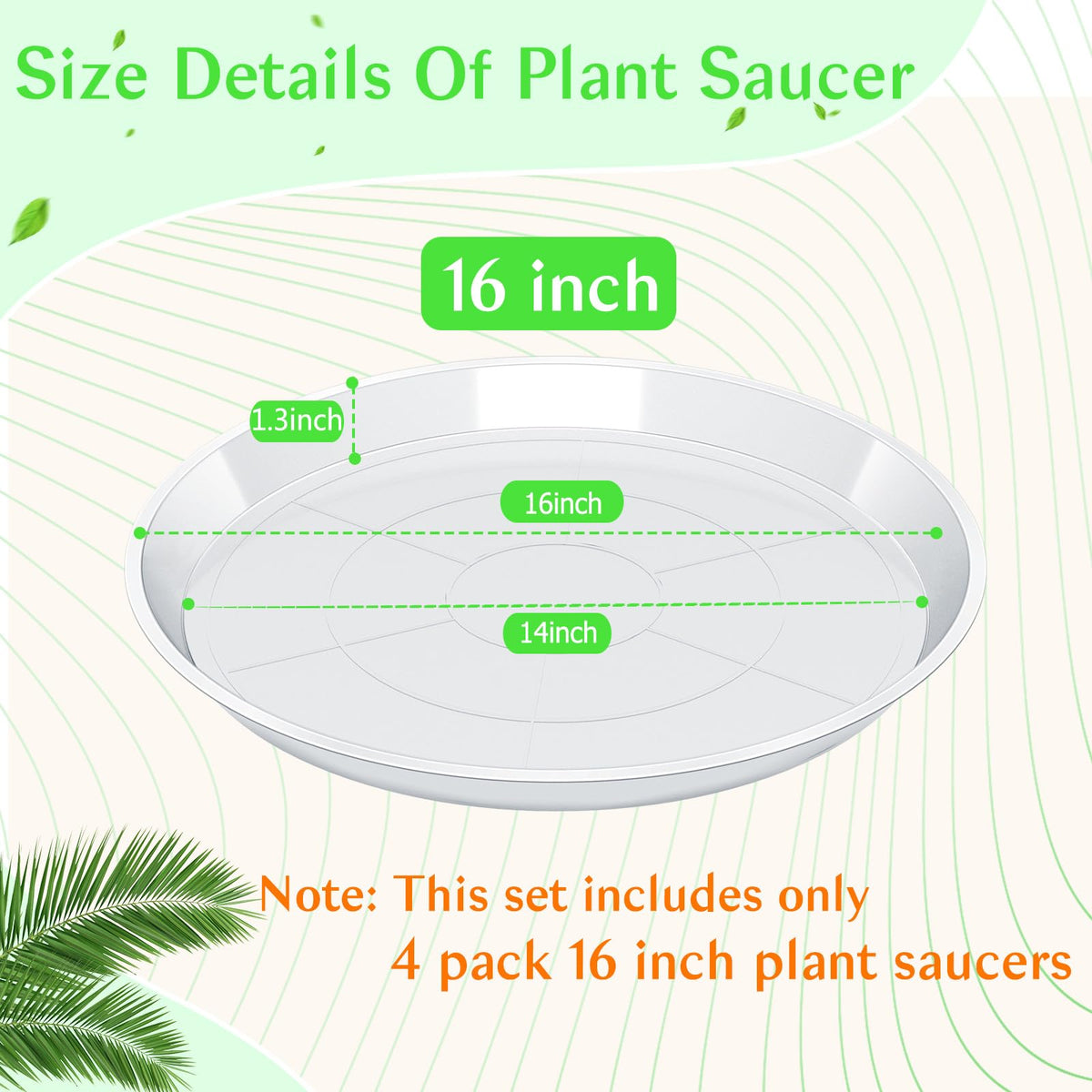 FUIJOL four-pack plastic plant saucer close-up highlighting durability