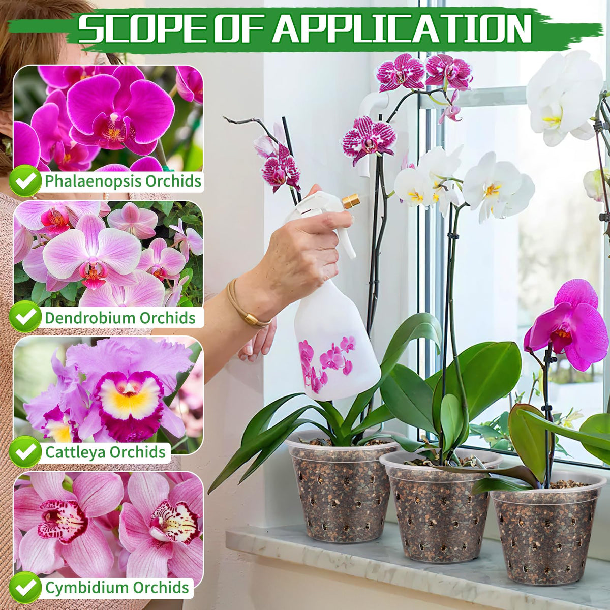 FUIJOL reusable 4-inch orchid pot pack for various small plants