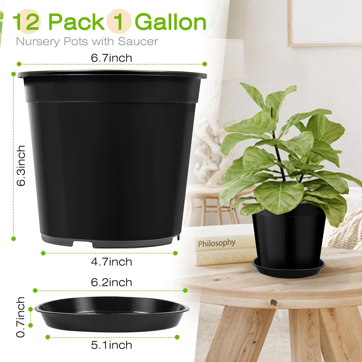 FUIJOL thickened plastic pot shows durability for year-round indoor and outdoor use.