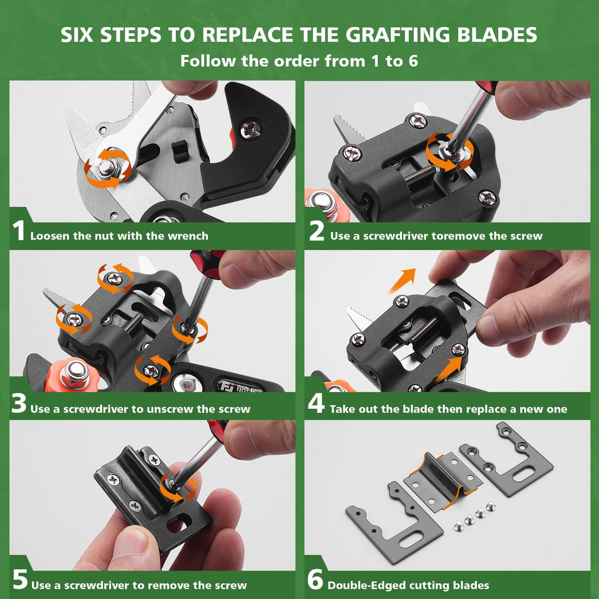 FUJIWARA grafting blades replaceable with quick-change functionality.