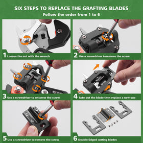 FUJIWARA grafting blades replaceable with quick-change functionality.