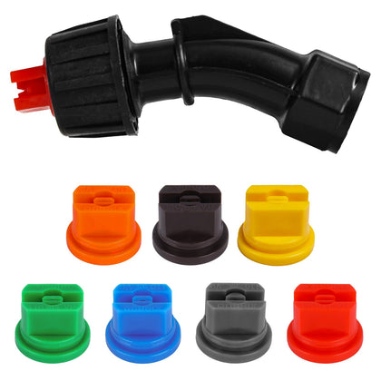 Fukaisu elbow flat fan nozzle showing precise spray coverage