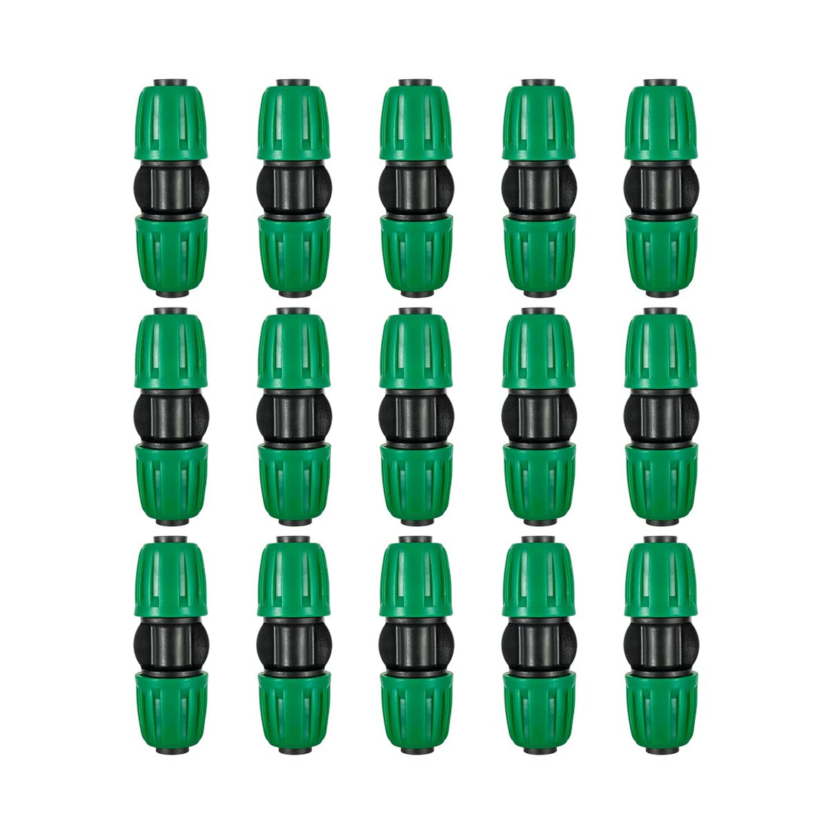 FULAIERGD 15-pack drip couplers for organized irrigation and easy repairs.