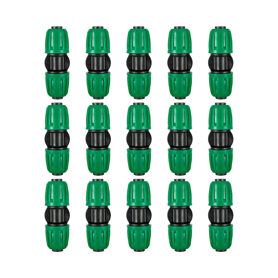 FULAIERGD 15-pack drip couplers for organized irrigation and easy repairs.
