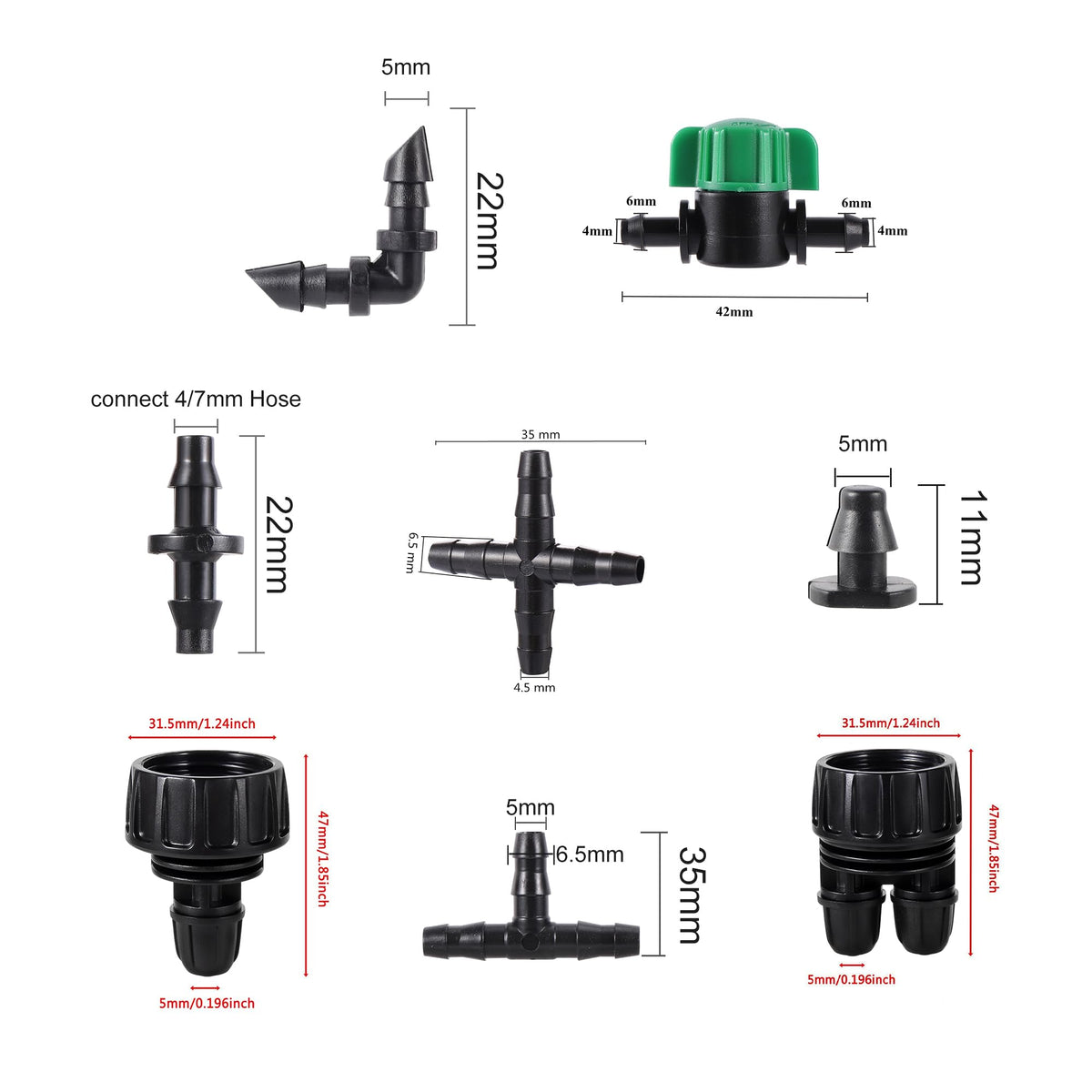 FULAIERGD 2-way 1-4 tubing splitter enables efficient branchlines.