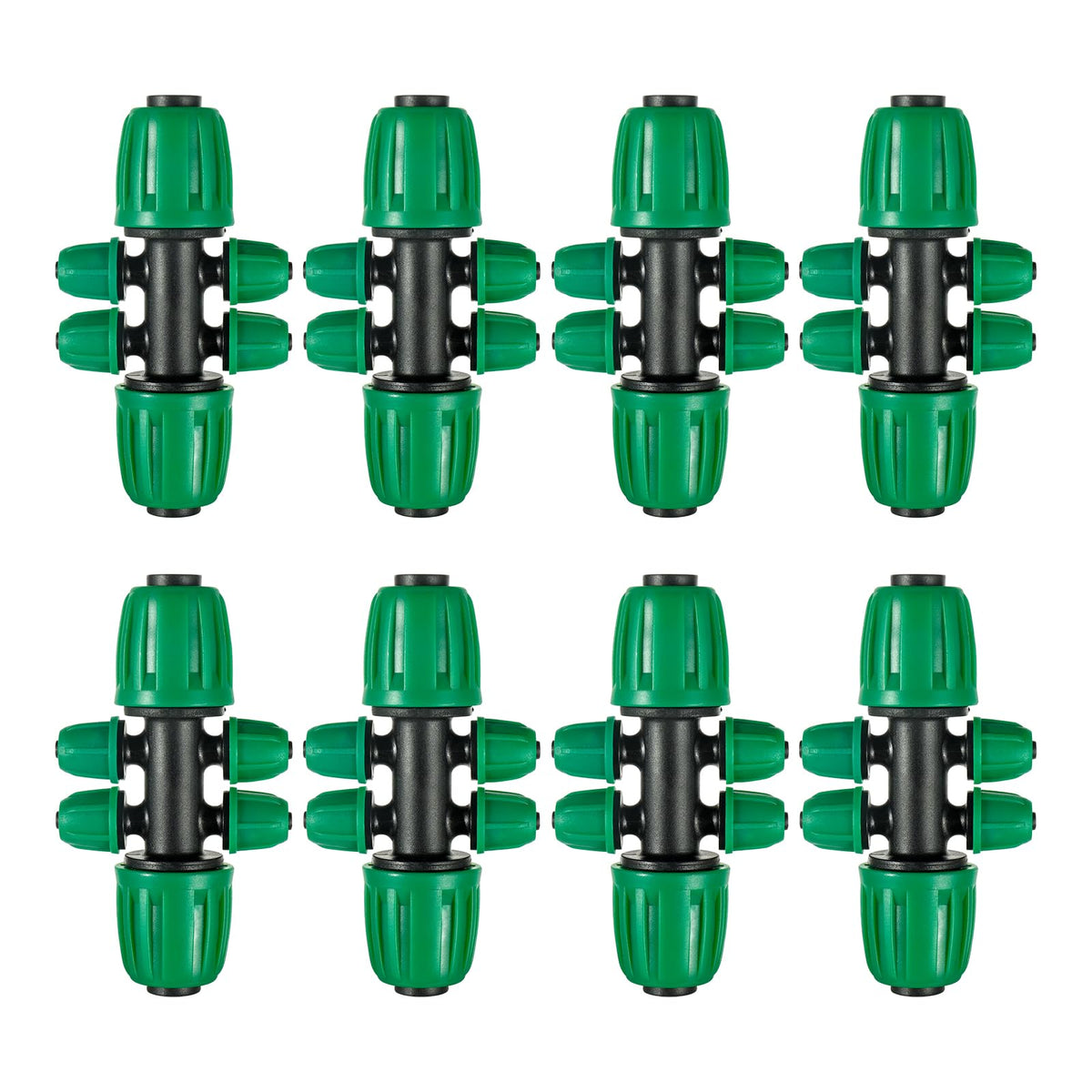 FULAIERGD 6-way anti-leak tee connector secures 1/2in to 1/4in tubing for drip irrigation.