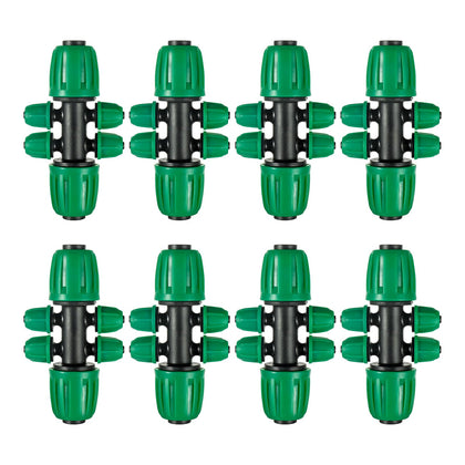 FULAIERGD 6-way anti-leak tee connector secures 1/2in to 1/4in tubing for drip irrigation.