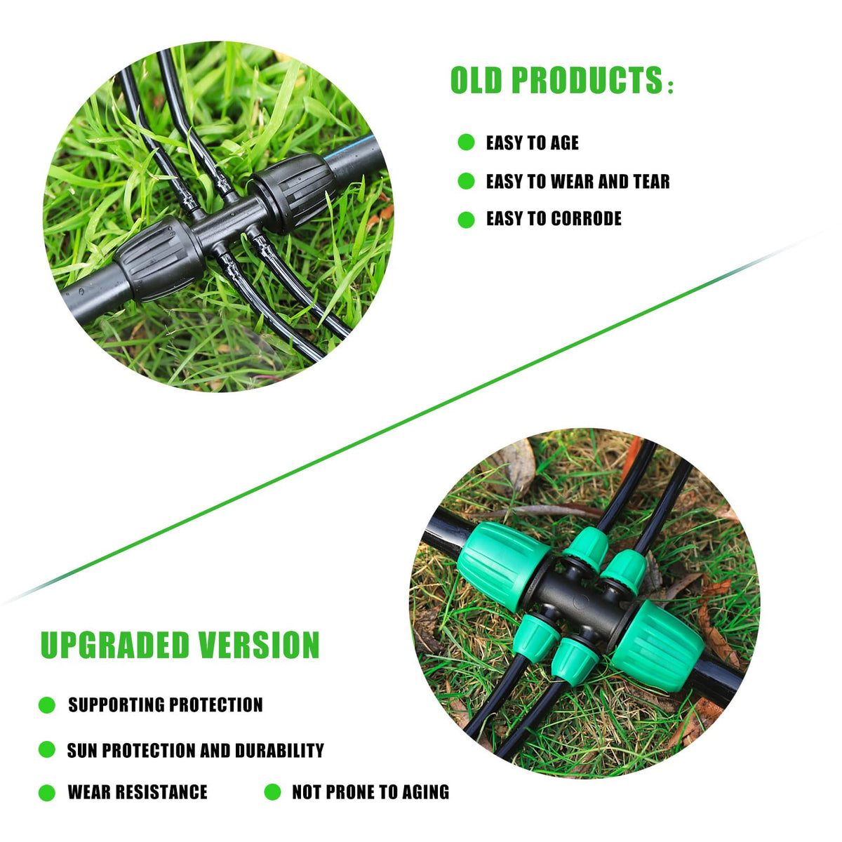 FULAIERGD drip irrigation tee helps DIY gardens optimize water distribution.