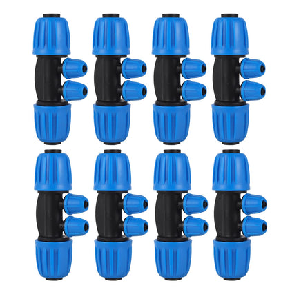 FULAIERGD four-way anti-leak barbed tee connector secures drip lines with reliable performance.