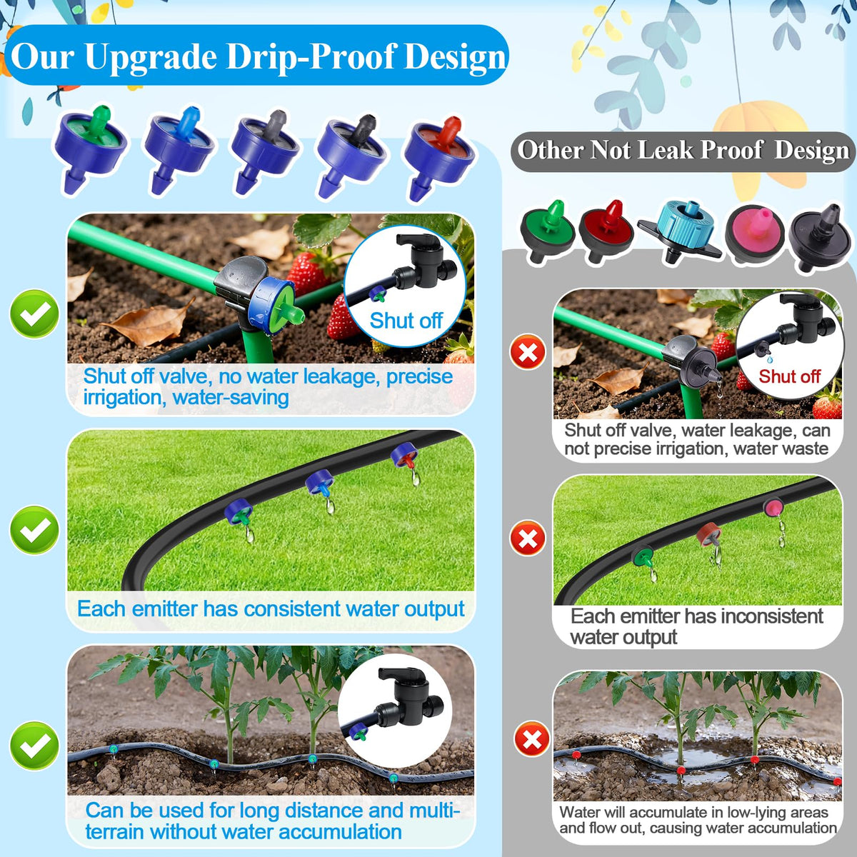 FULAIERGD garden bed irrigation with emitters for even watering