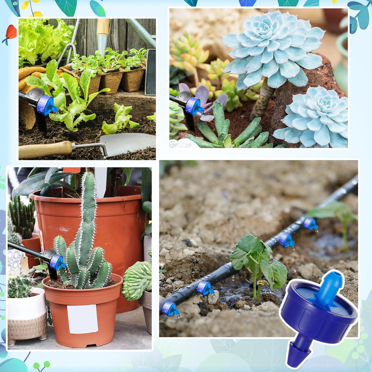 FULAIERGD garden irrigation emitter kit fits beds, pots, and nurseries.