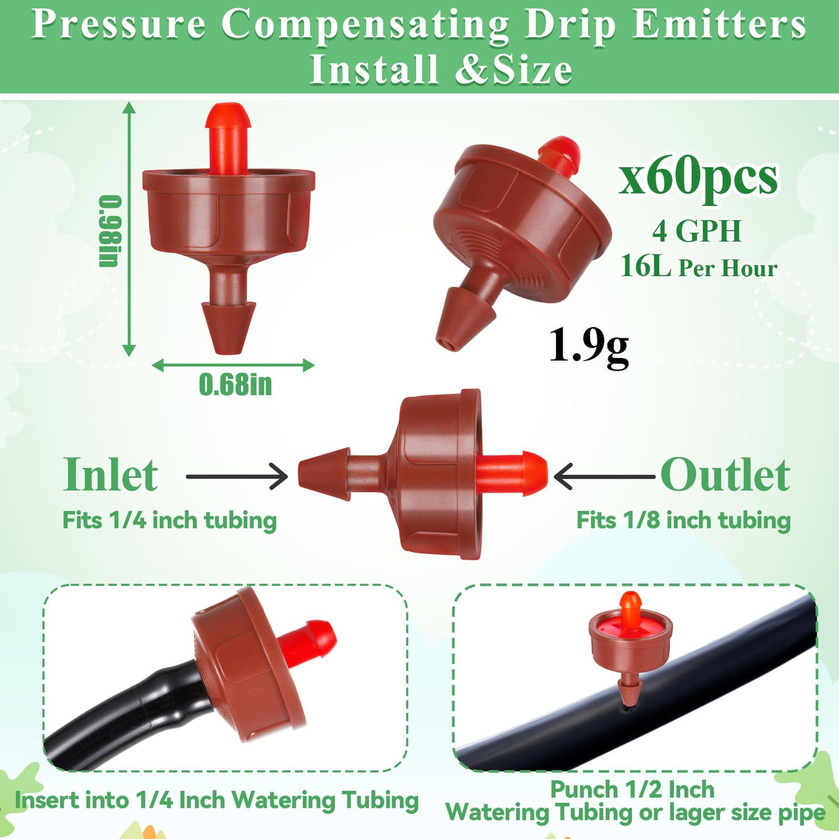 FULAIERGD irrigation drip emitters array for efficient garden watering