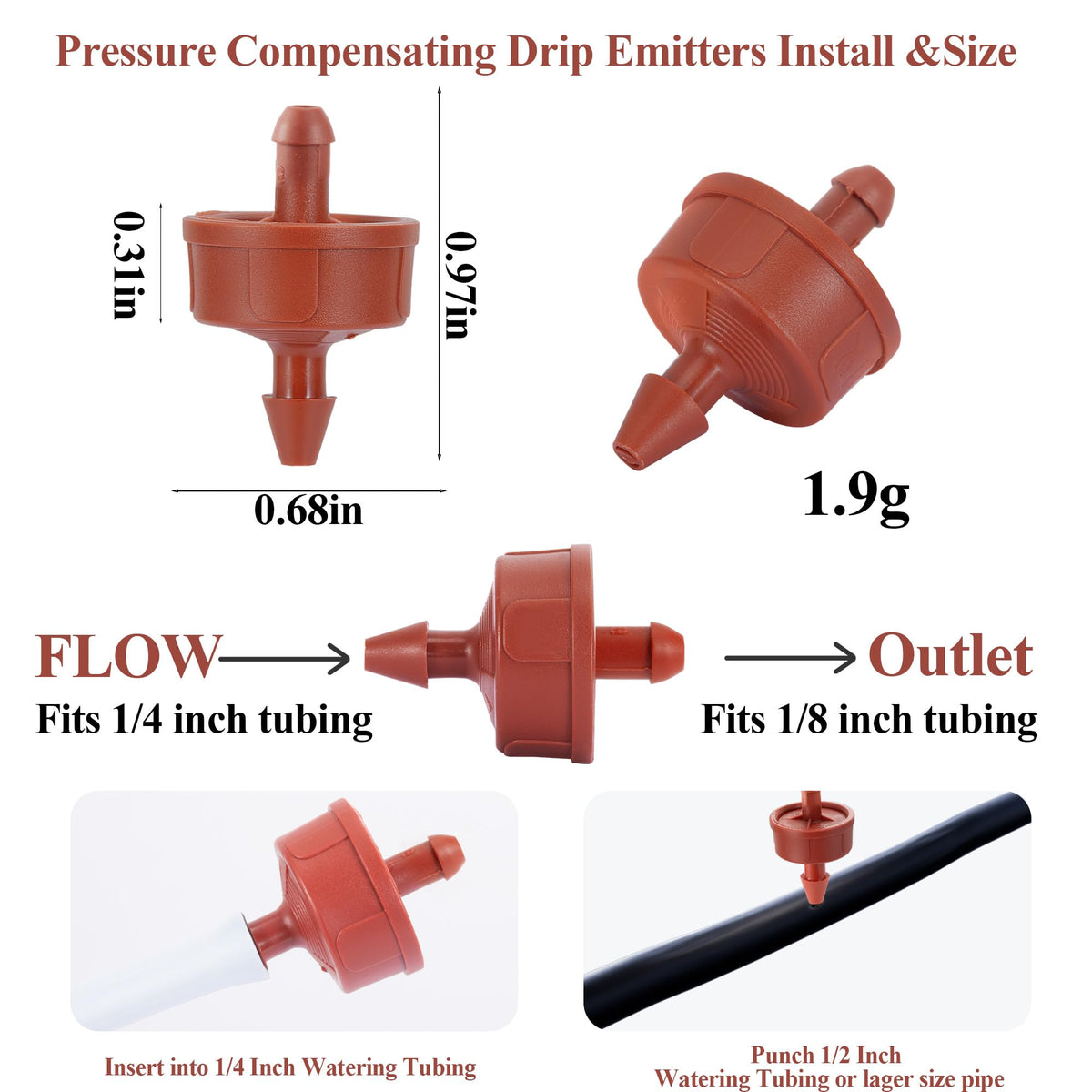 FULAIERGD spot watering emitter ensures steady flow along long runs
