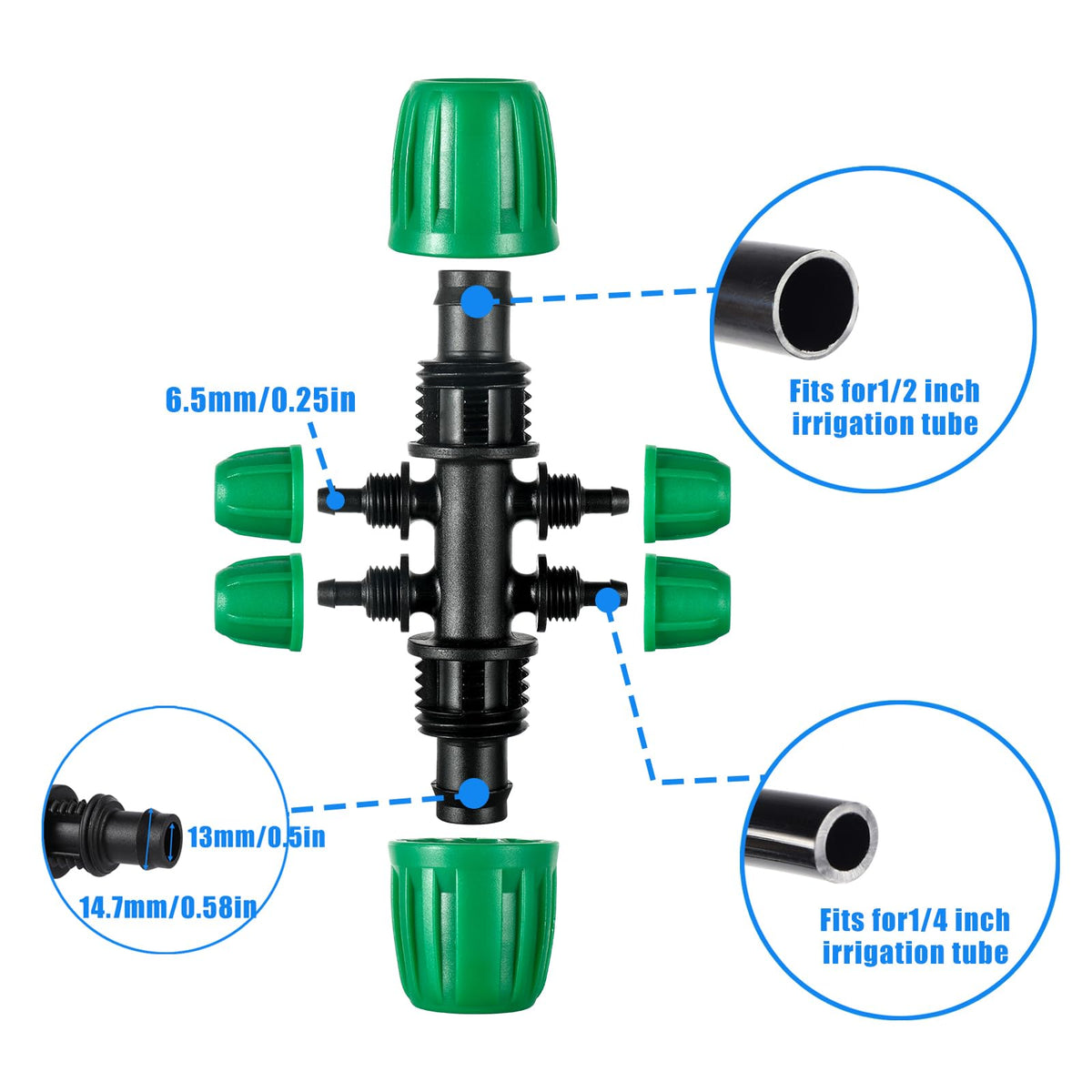 FULAIERGD reducer fits 1/2in to 1/4in tubing for scalable layouts.