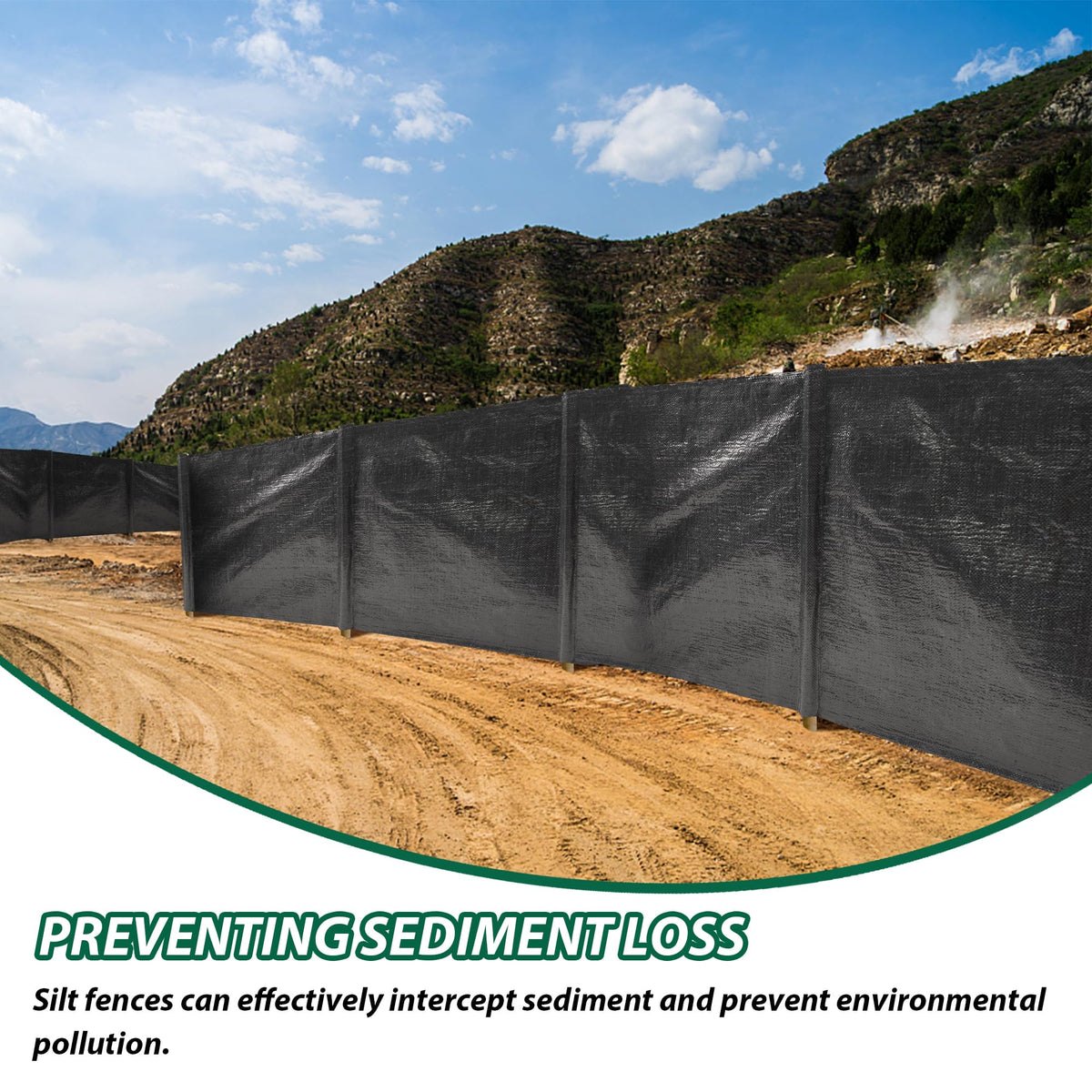 FULEIYA erosion barrier set up at a construction site to block sediment flow.