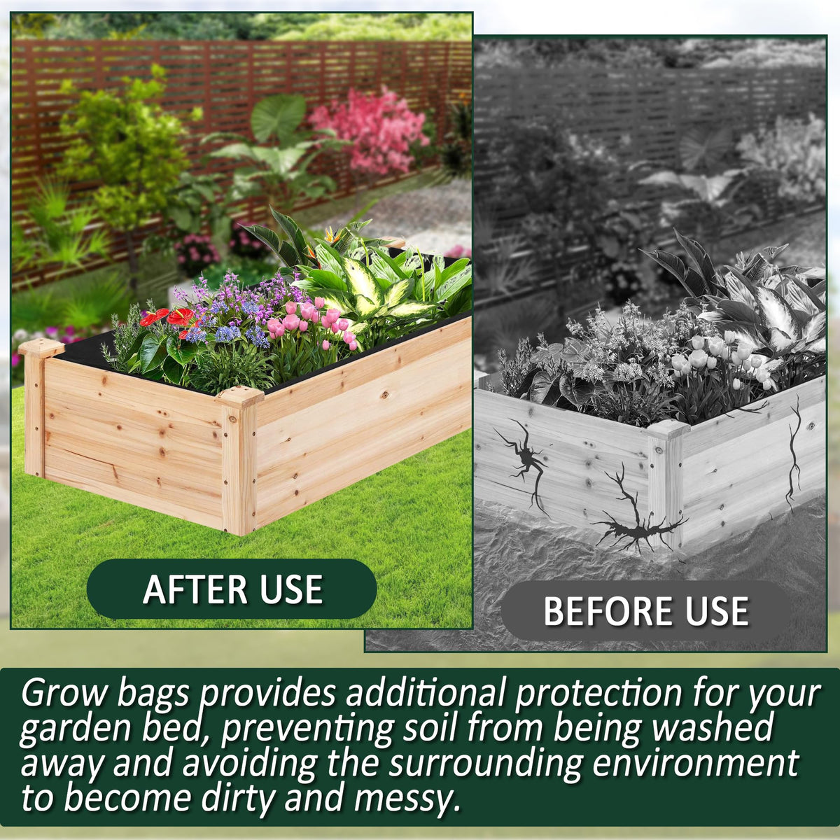 FULEIYA rectangle grow bag with handles for easy relocation.