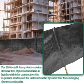 FULEIYA silt fence showing 10ft stake intervals for stable installation.