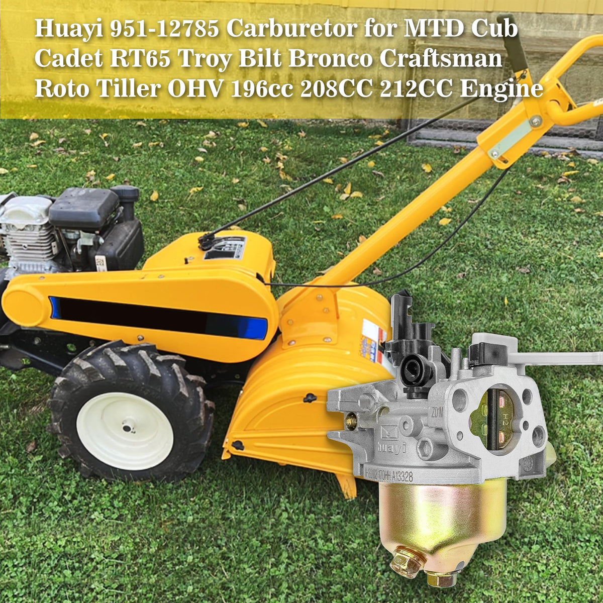 Detailed close-up of the Fullas Huayi 951-12785 carburetor body and linkages