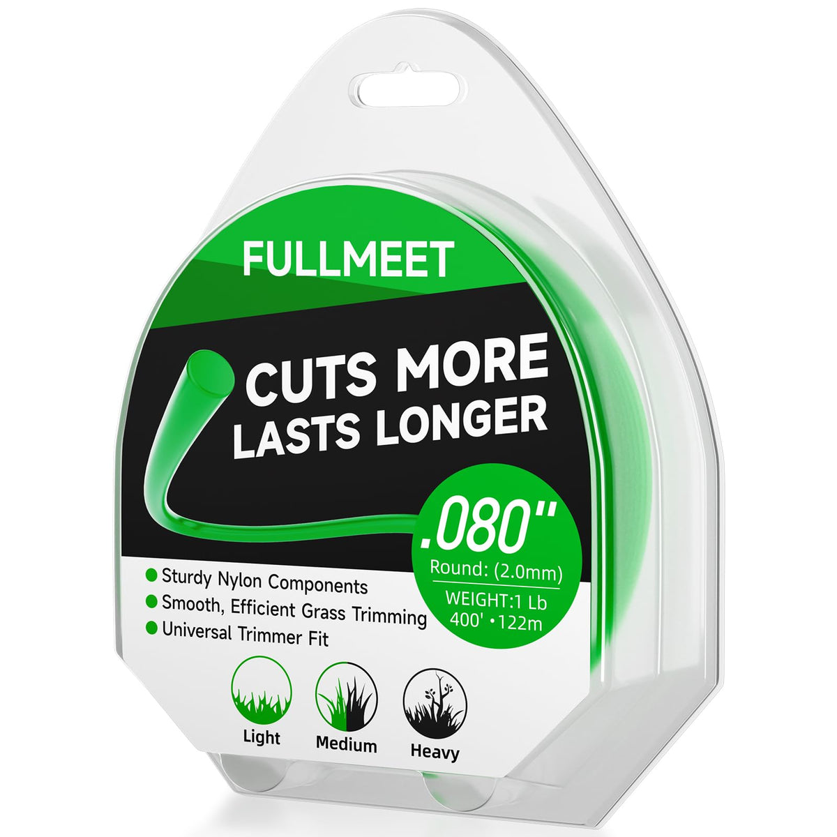 FullMeet round 0.080 trimmer line spool—durable nylon copolymer for longer life