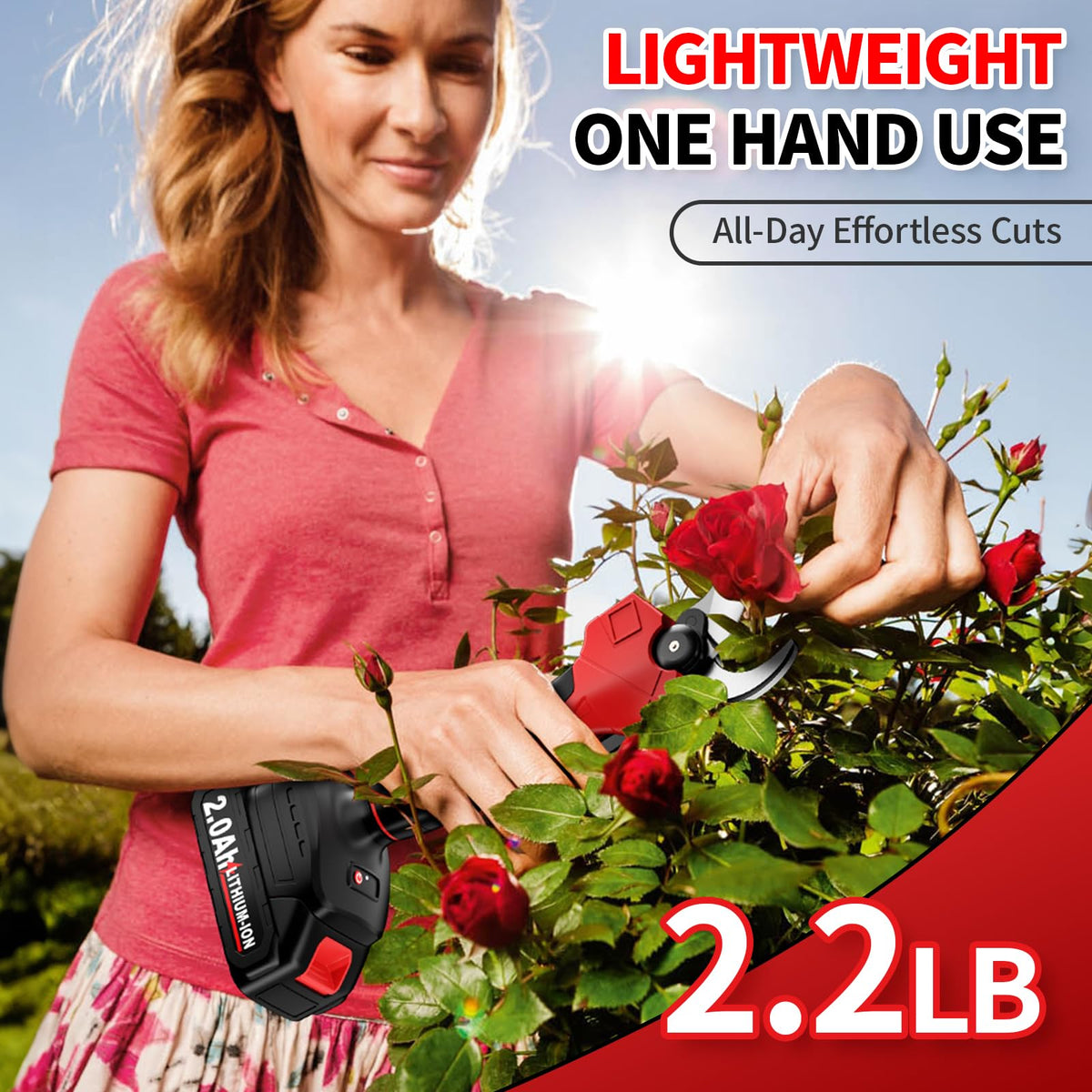 Ergonomic, lightweight handle on FULLYEA pruner enables comfortable one-handed use.