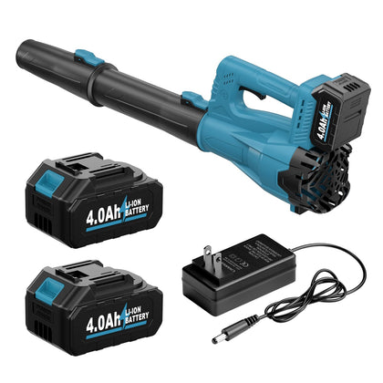 FULLYEA leaf blower 21V motor delivers strong airflow for outdoor cleanup.