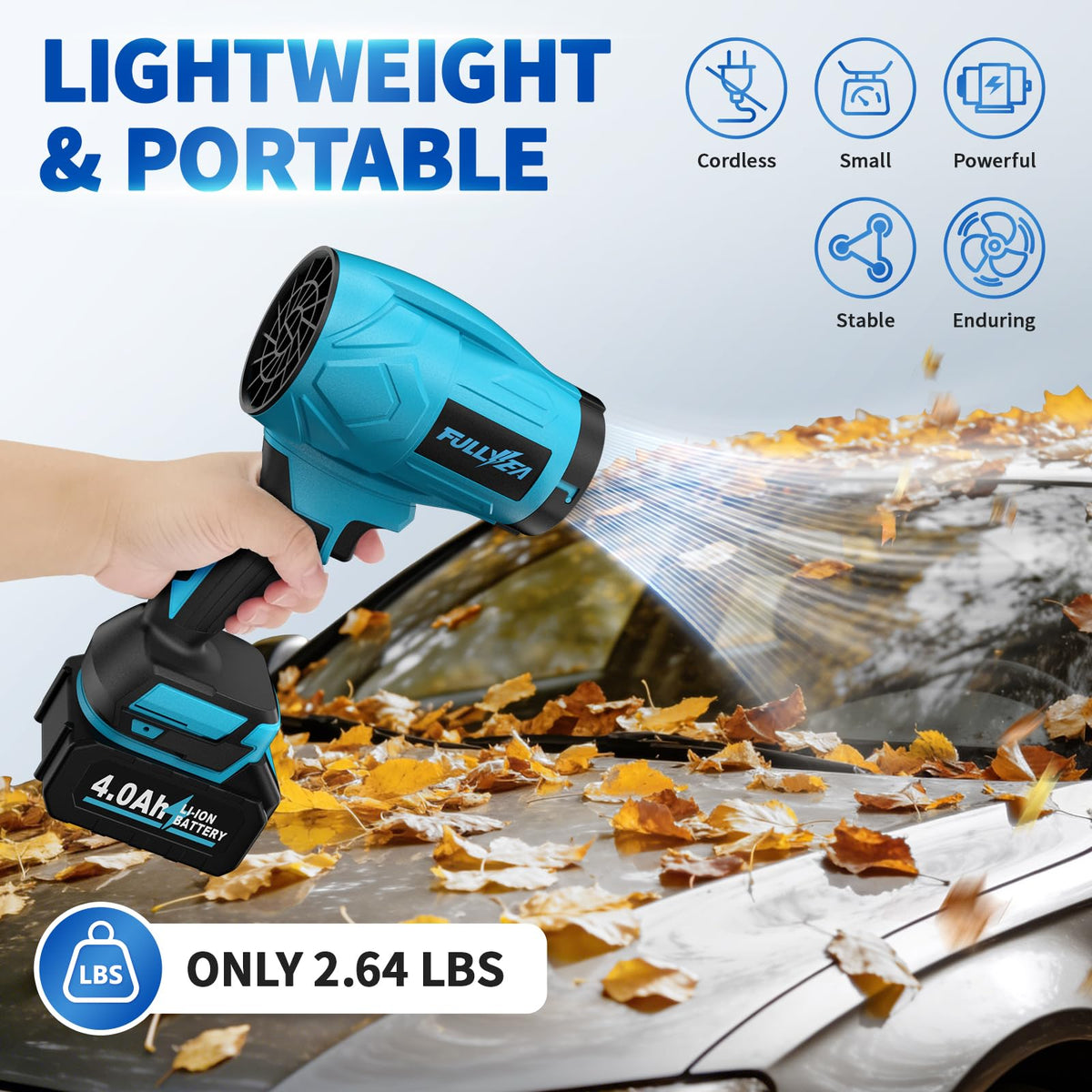 FULLYEA two 4.0Ah batteries ensure longer cleaning between charges.