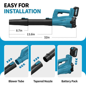 FULLYEA leaf blower two-battery system supports longer sessions with quick swap.
