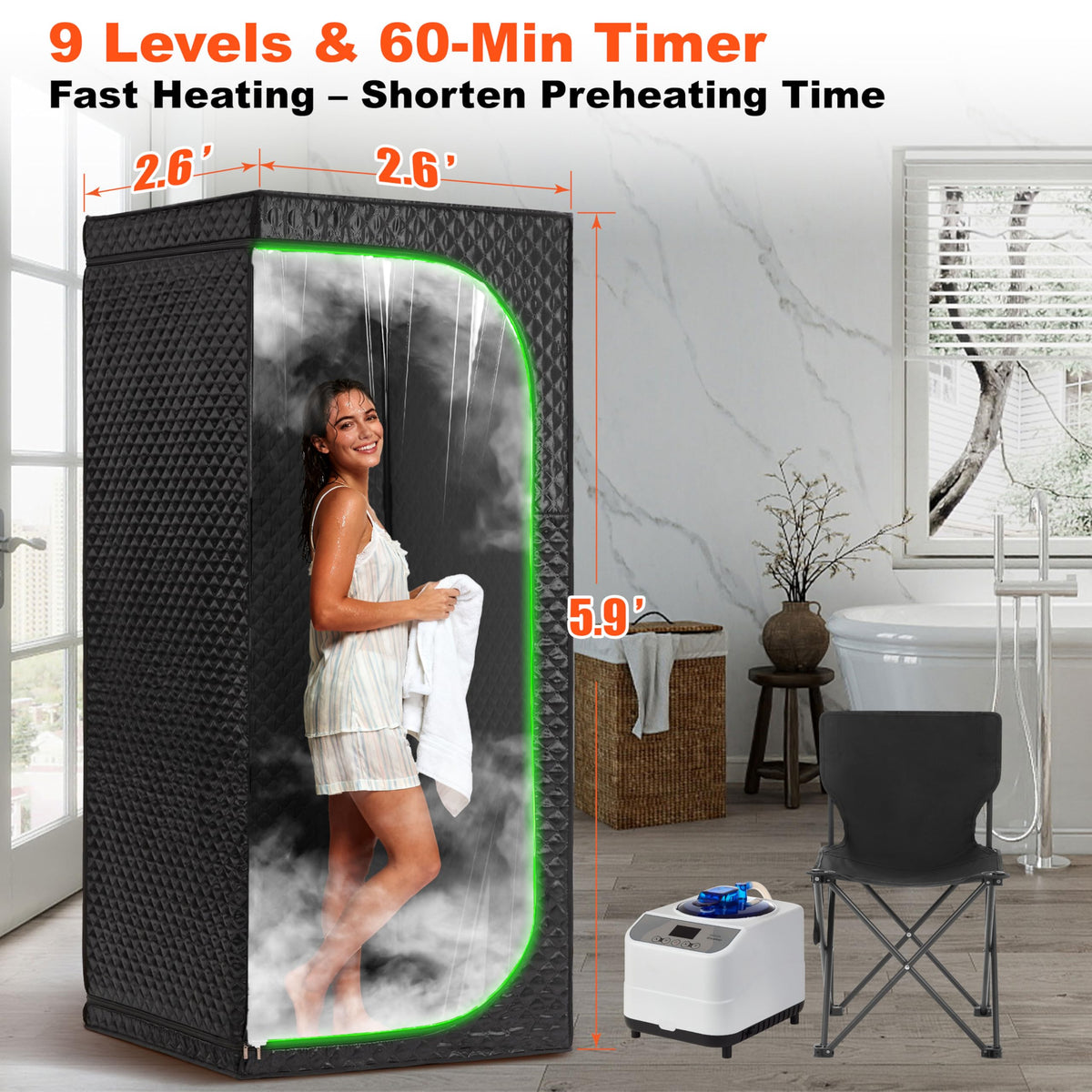 Powerful steam generator heats quickly for steady, dense steam.