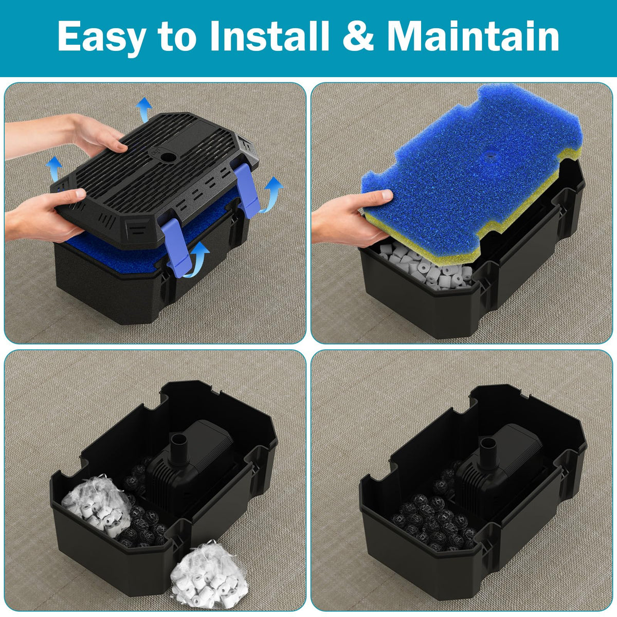 FUMAK LED and UV upgrade-ready compartment for nighttime ambiance and clearer water.