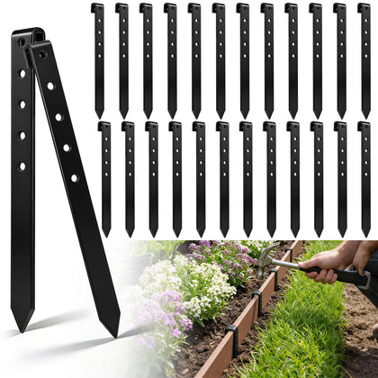 Fumete 36-piece set of 10-inch metal landscape stakes used to define garden borders.