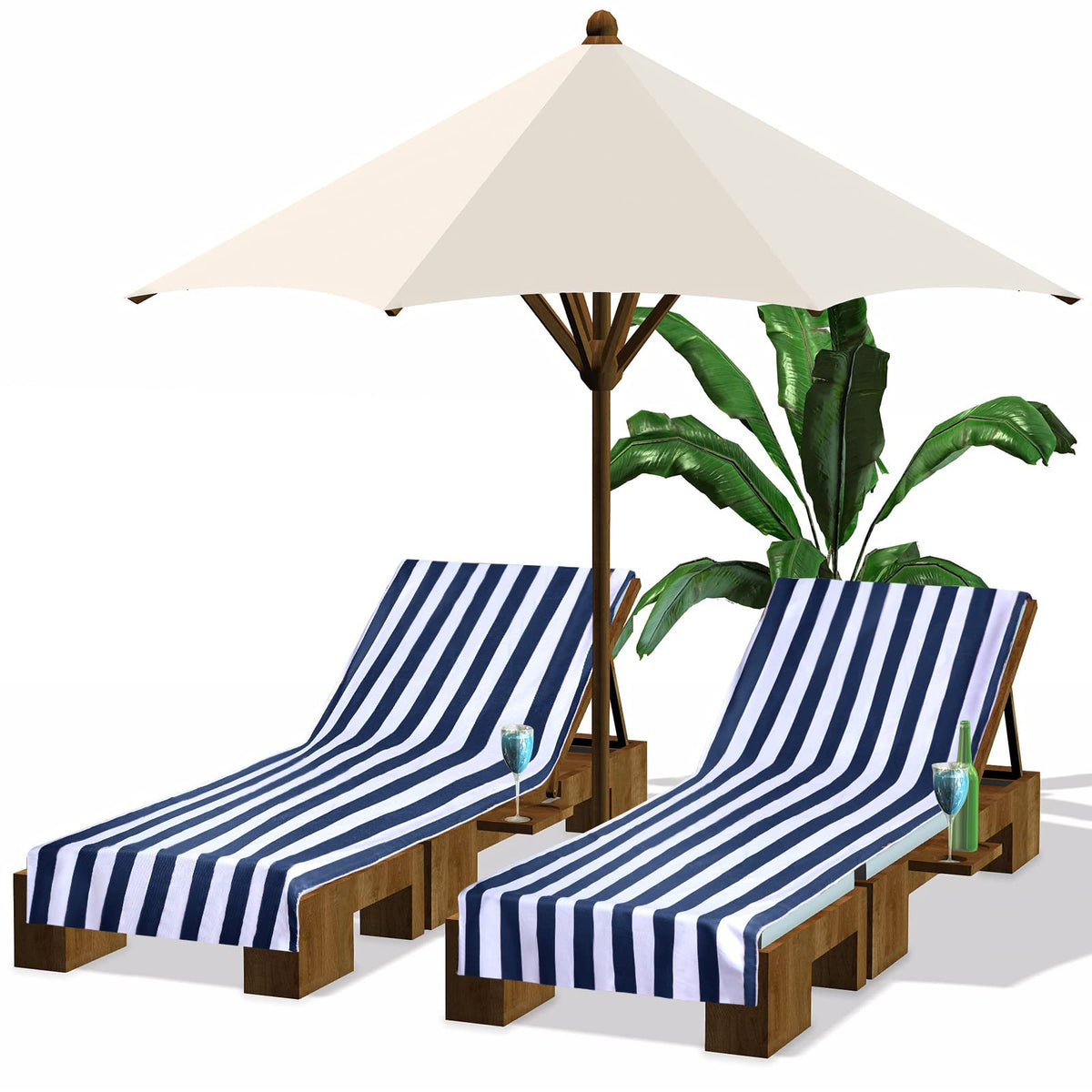 Fumete lounge chair covers with striped design for secure fit on most chairs