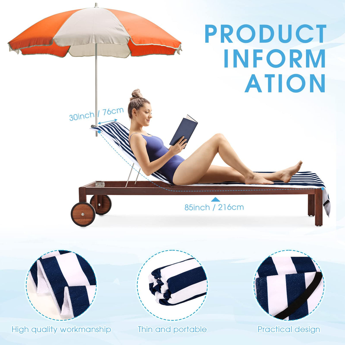 Fumete microfiber pool towel for quick-drying soft comfort after sunbathing