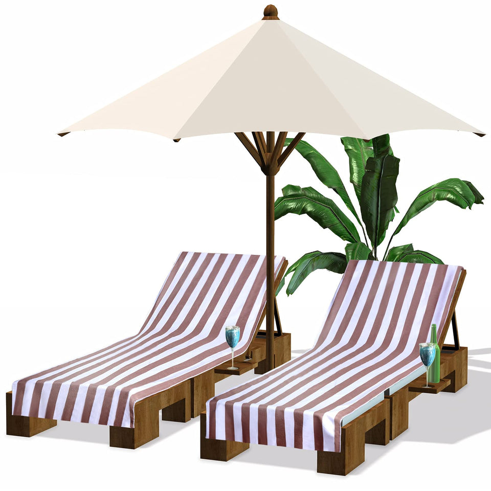 Fumete stripe lounge chair covers fit snugly on pool loungers