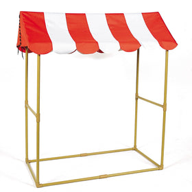 Fun Express table tent front view with red-white stripes for carnival booth