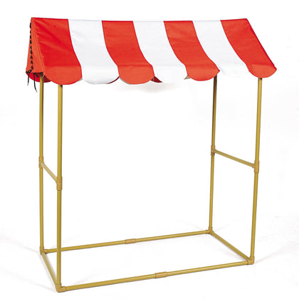 Fun Express table tent front view with red-white stripes for carnival booth