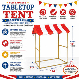Fun Express table tent with sturdy plastic poles for quick setup