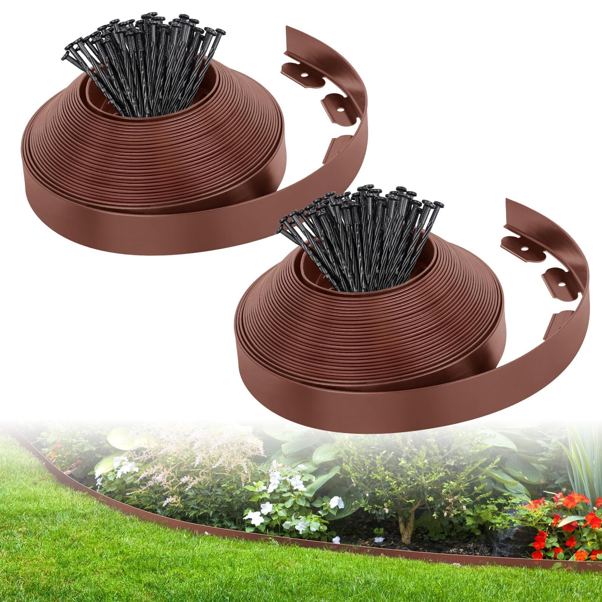 FunFanso border kit with spikes, ready for fast installation and crisp lawn edges.