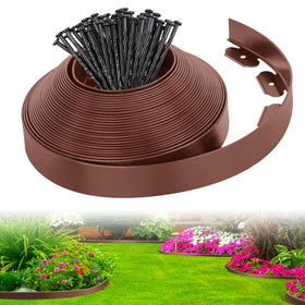 FunFanso brown no-dig edging installation shows easy border setup.