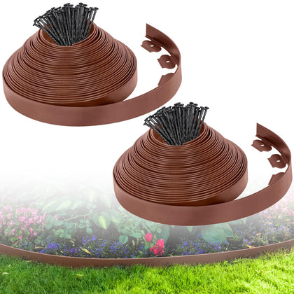 FunFanso 2-inch brown landscape edging defines lawn borders and encroachment prevention.