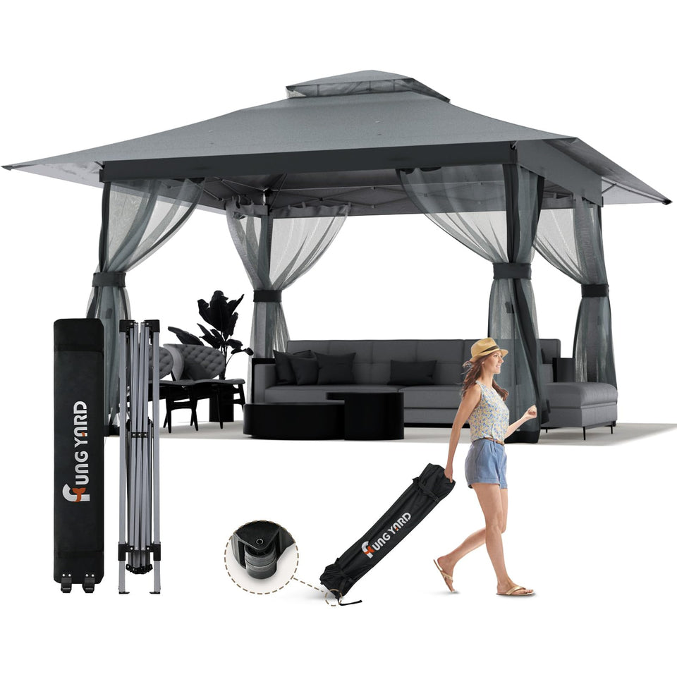 FUNG YARD 13x13 gazebo overview with ample shade