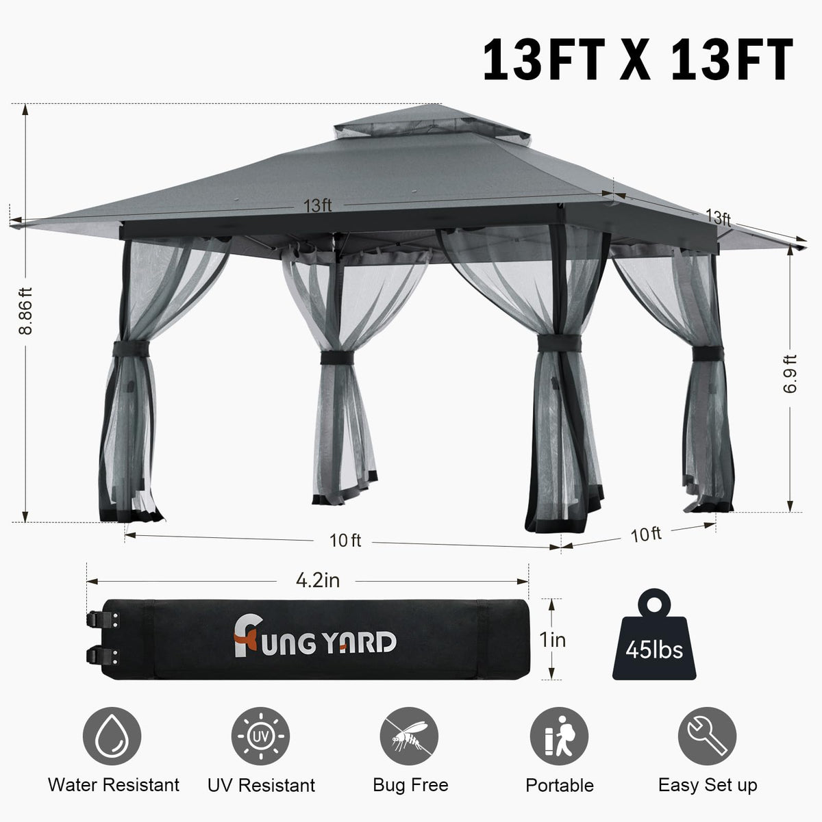 FUNG YARD stakes support stability in outdoor setups