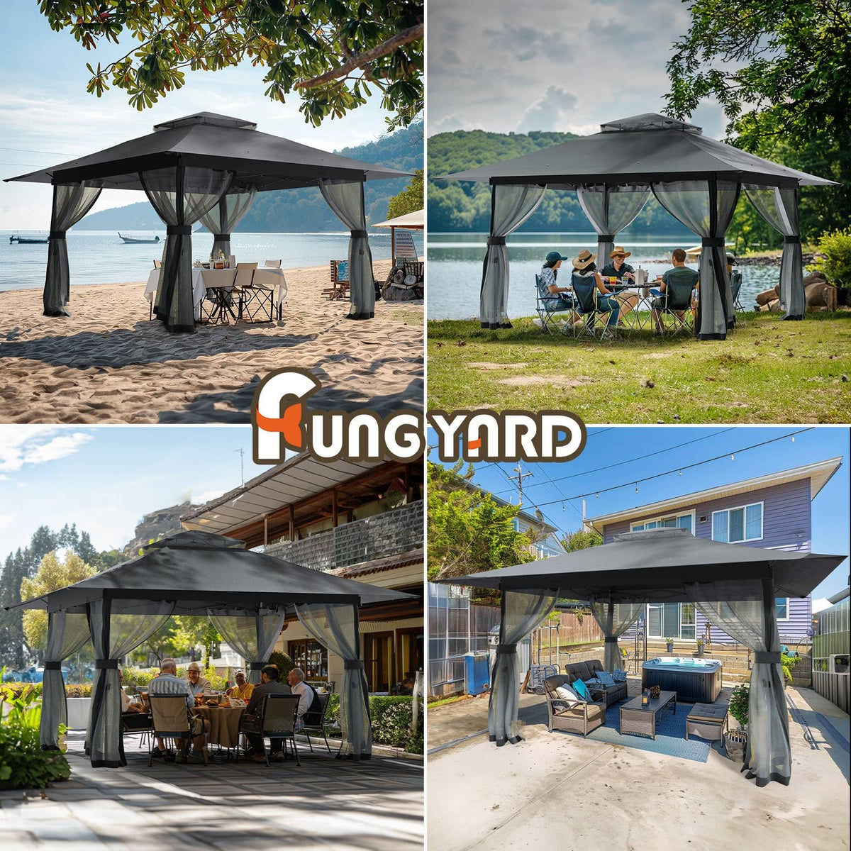 FUNG YARD mesh sidewalls allow breeze while blocking bugs
