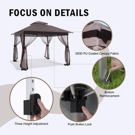Fung Yard gazebo setup with one-push central lock for quick assembly