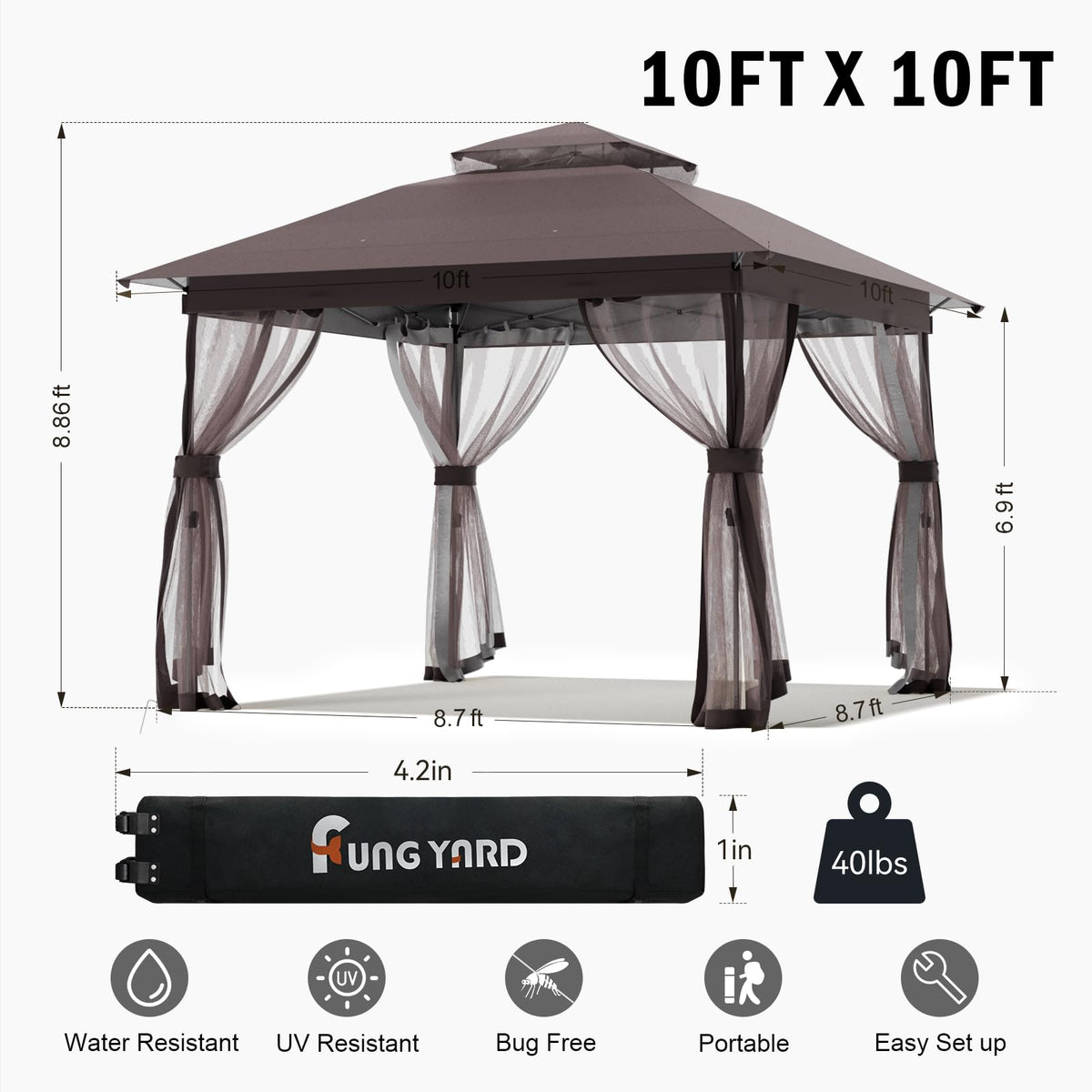 Fung Yard UV-blocking silver interior detail for sun protection