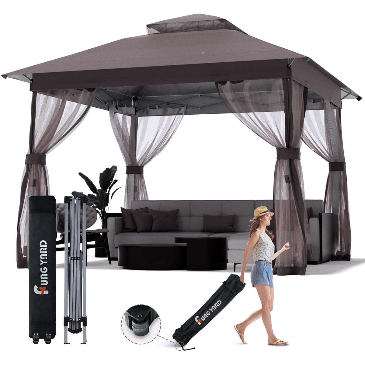 Fung Yard 10x10 gazebo exterior view ideal for backyard shade and gatherings