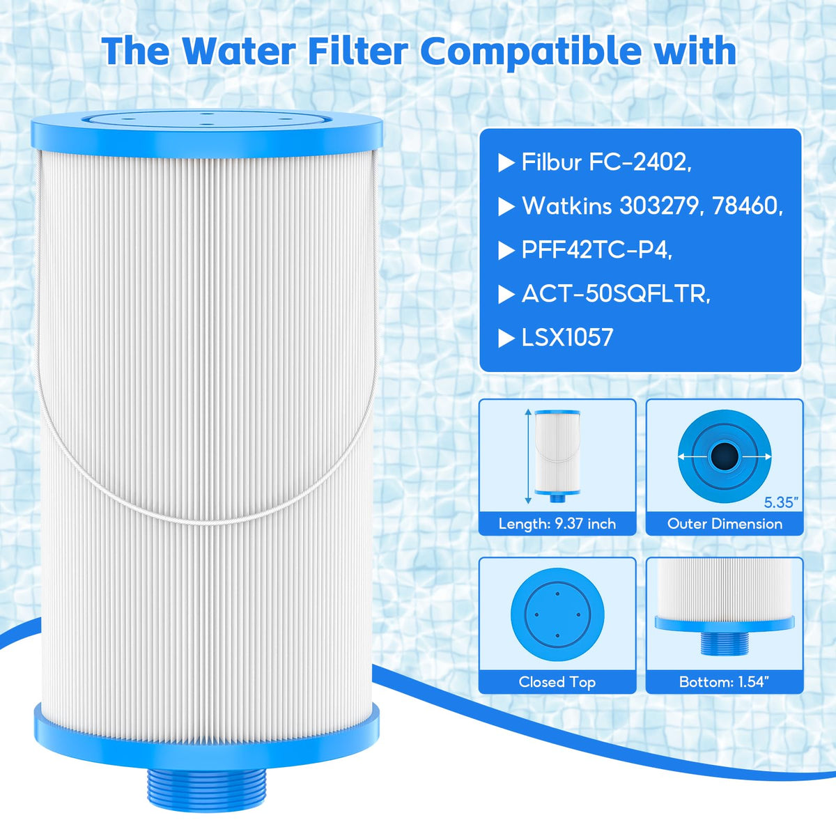 FunGeneTEC FC-2402 filter-pack side view showing broad compatibility.