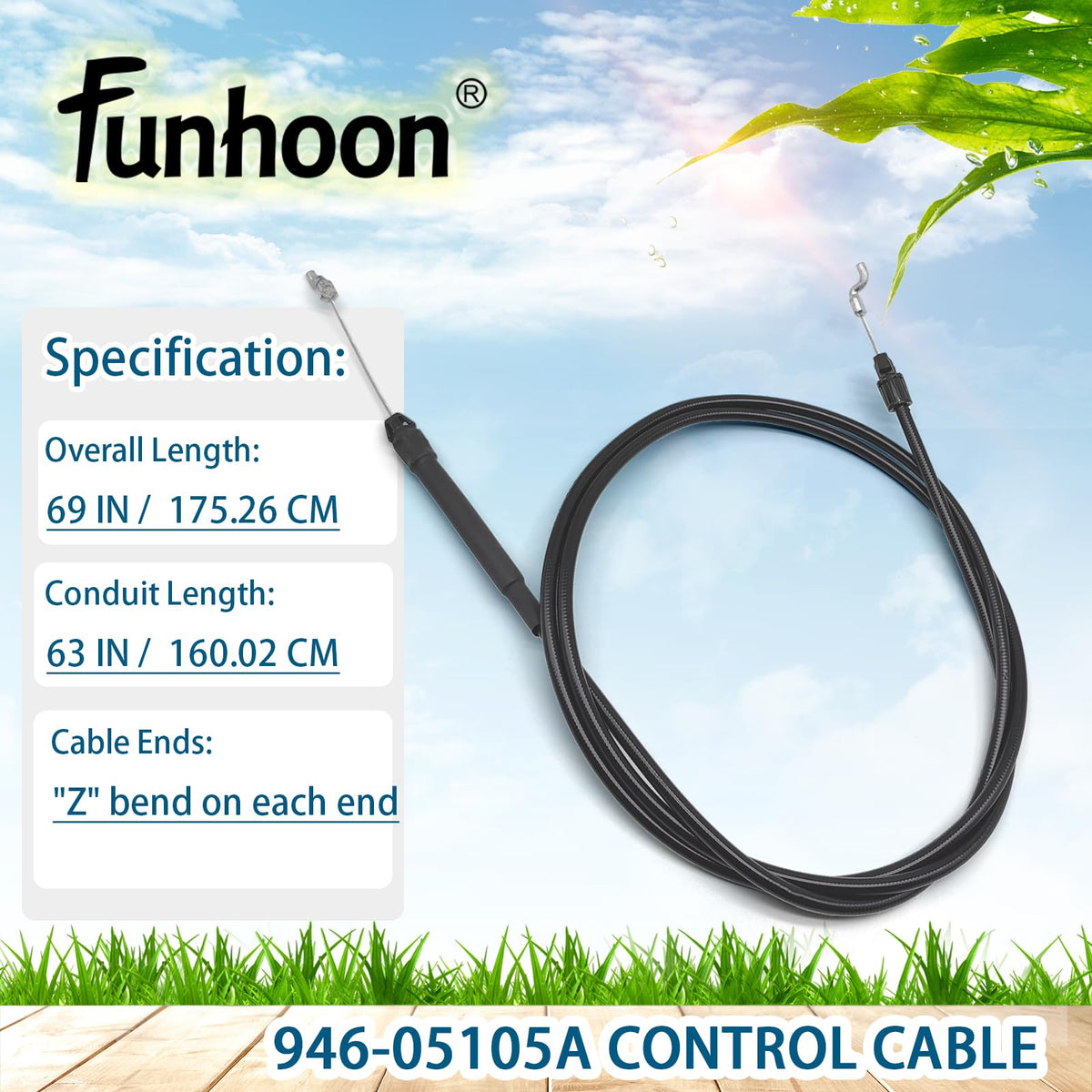 Funhoon clutch cable end bends Z shape for precise, easy fitting.