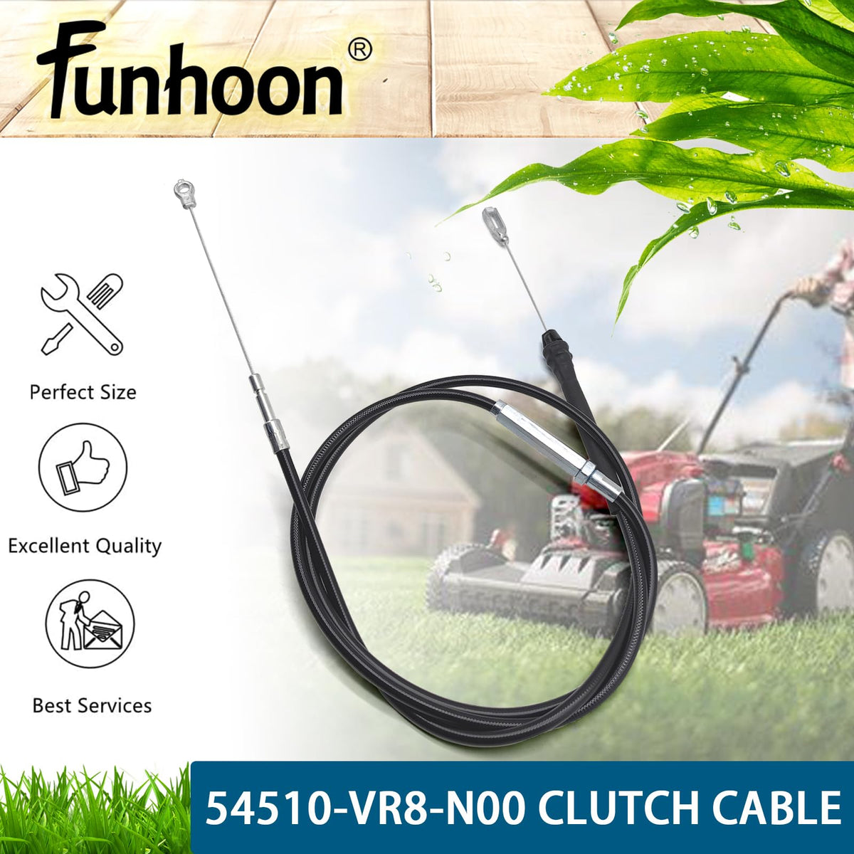 Funhoon rust-resistant clutch cable design for durable mower performance