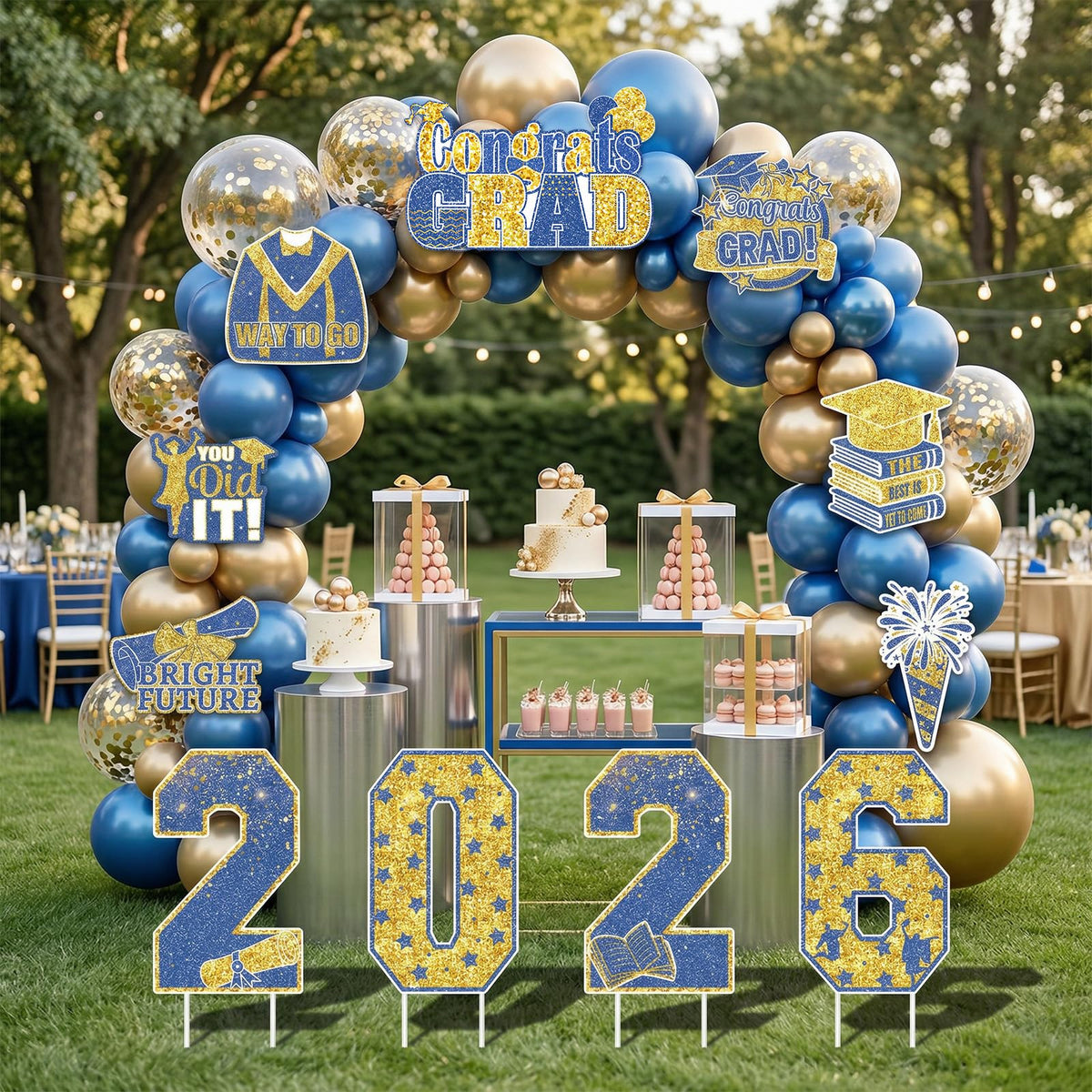 FunHot graduation yard sign-round-plaques highlights honors for graduates.