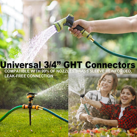 FUNJEE garden hose adapts to 3/4 inch taps for versatile setup